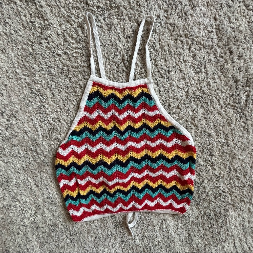Forever 21 Multicolor Crochet Multicolor Halter Top